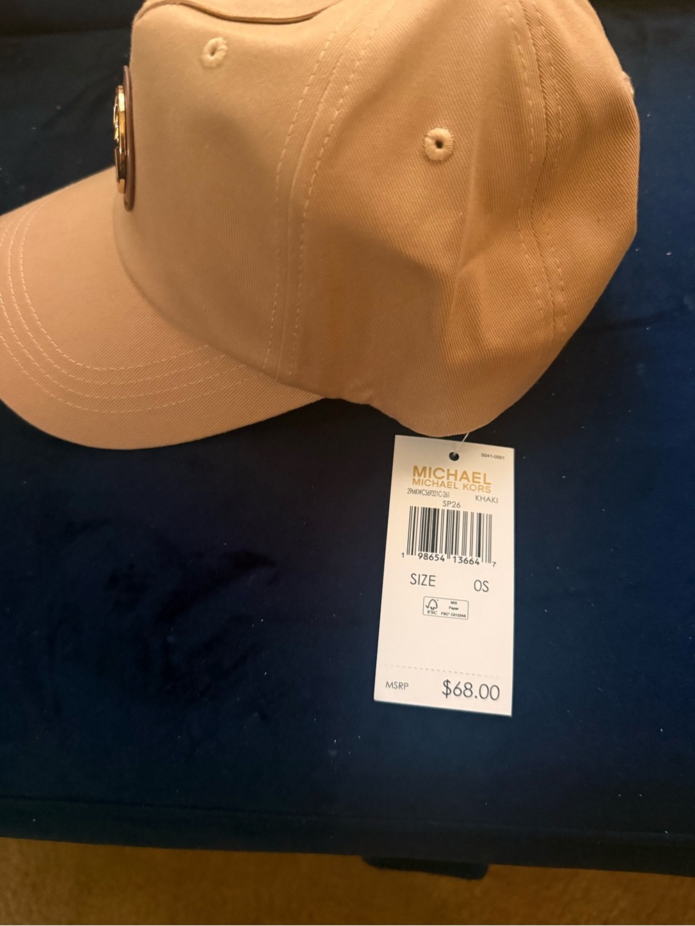Michael Kors Beige Baseball Cap with Gold Logo - Picture 3 of 4